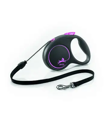 Flexi рулетка-трос для собак, розовая, Black Design Cord pink